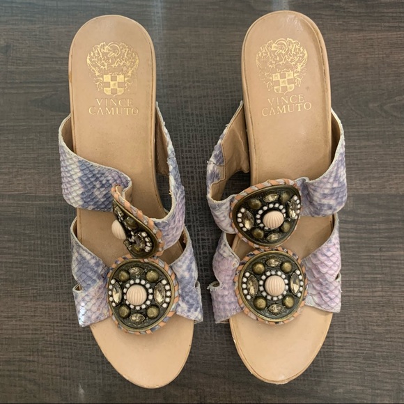 Vince Camuto Lupa natural desert snake print platform wedge sandals - Picture 5 of 11